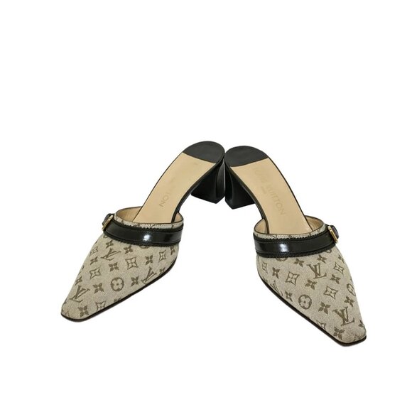 LOUIS VUITTON - Cream Khaki Women's Sandals Monogram Mini Canvas 180-090125 - Picture 2 of 9